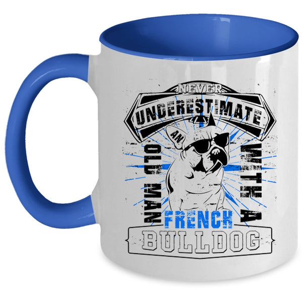 Cute Dogs Coffee Mug, Old Man With A French Bull Dog Accent Mug