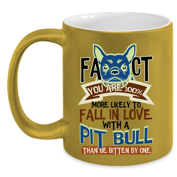 Cute Pit Bull Lovers Coffee Mug, Fall In Love With A Pit Bull Accent Mug