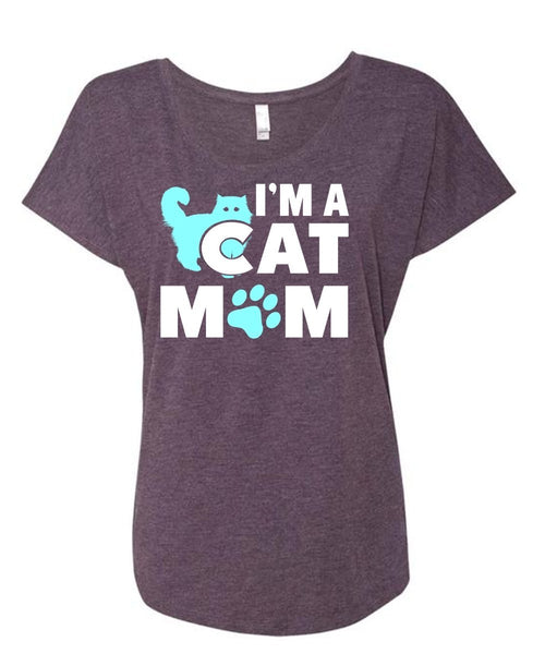 I'm A Cat Mom T Shirt, My Favorite T Shirt, I Love My Cat T Shirt (Ladies' Triblend Dolman Sleeve)