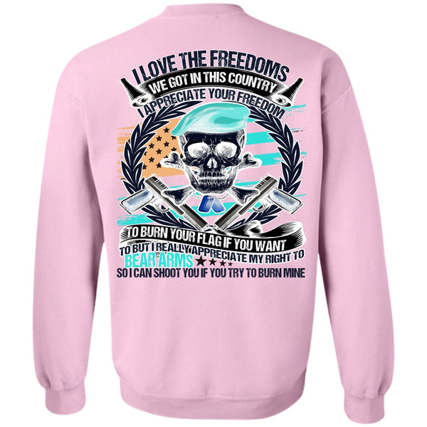 I Love Veteran T Shirt, I Love The Freedoms Sweatshirt