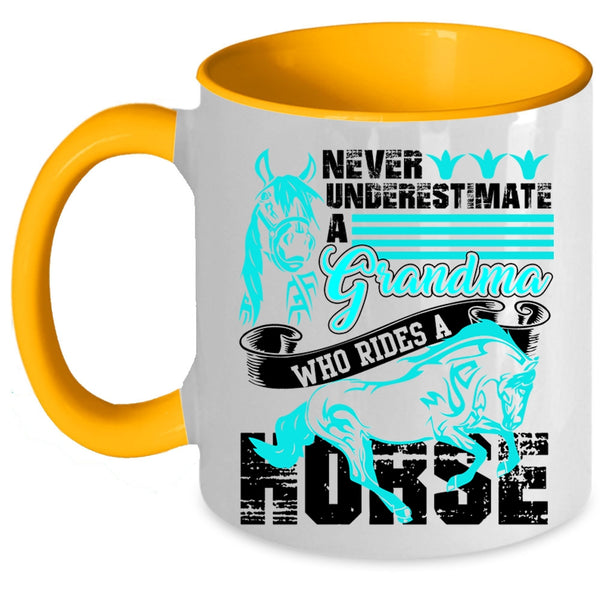 Cool Gift For Grandmas Coffee Mug, Grandma Rides A Horse Accent Mug