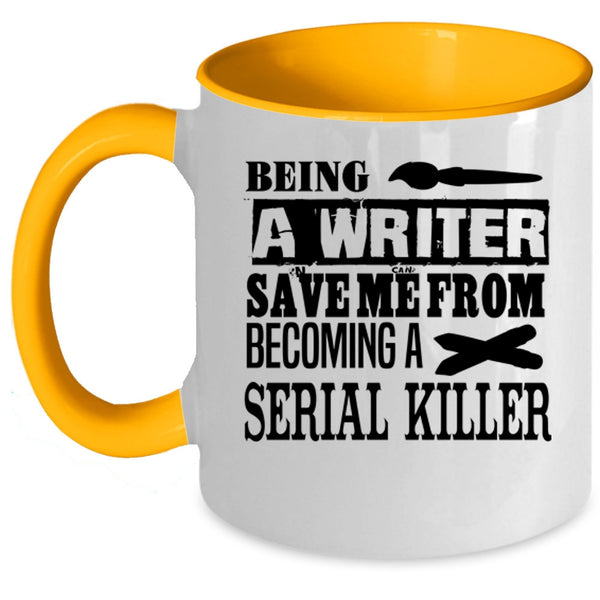 I Raise A Writer Coffee Mug, Being A Writer Accent Mug