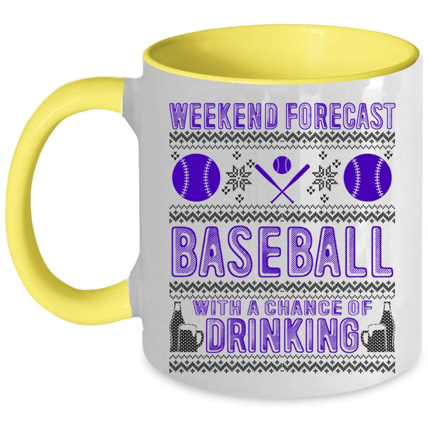 Chance Of Drinking Coffee Mug, Weekend Forecast Baseball Accent Mug