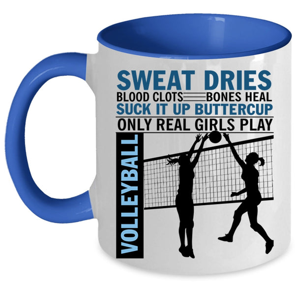 Cool Girls Coffee Mug, Only Real Girls Play Volleyball Accent Mug