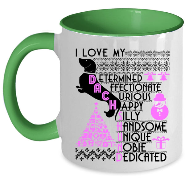 Cute Christmas Coffee Mug, I Love My Duchshund Accent Mug