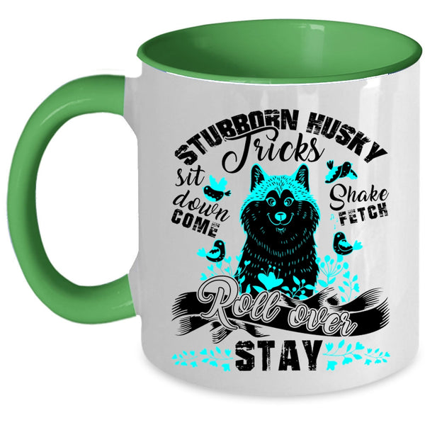 Cute Husky Coffee Mug, Stubborn Husky Tricks Accent Mug