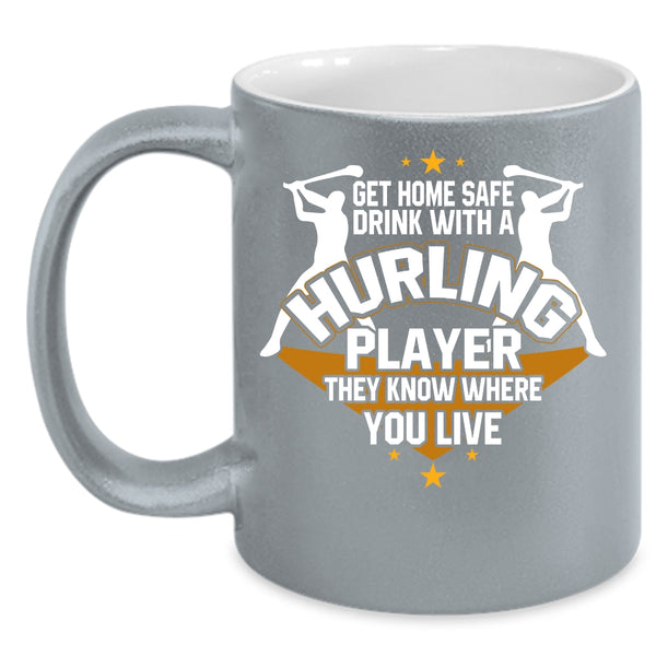 Drink With A Hurling Player Coffee Mug, Cool Sport Coffee Cup