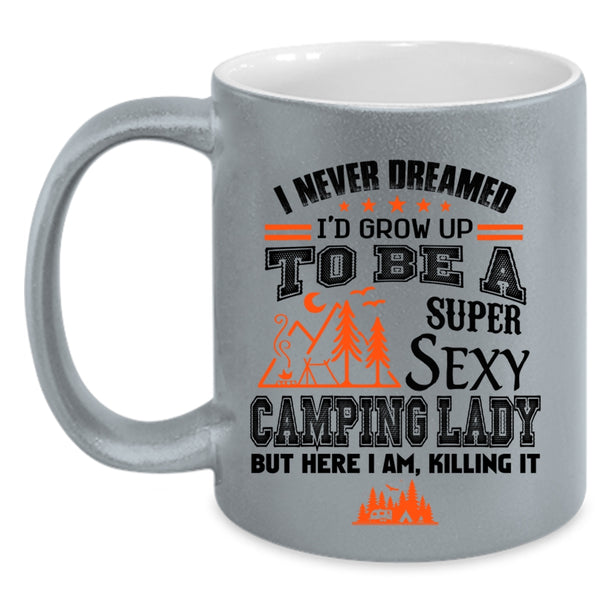 Cute Camping Lady Coffee Mug, I'd Grow Up To Be A Camping Lady Accent Mug