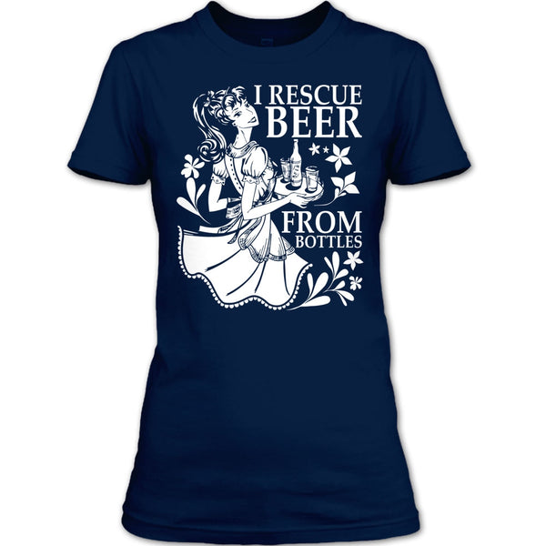 I Rescue Beer From Bottles T Shirt, Coolest Beer Drinker T Shirt