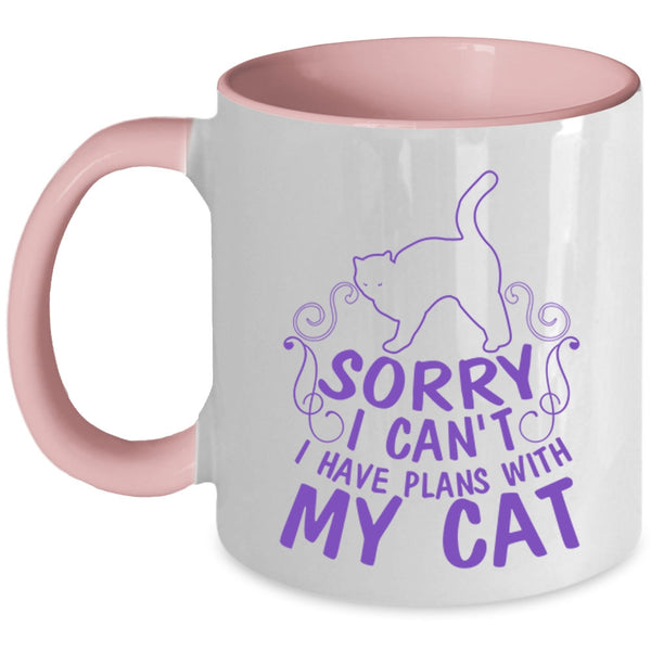 Cute Gift For Cat Lovers Coffee Mug, I Have Plans With My Cat Accent Mug