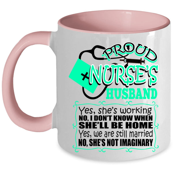 Cool Just Married Coffee Mug, Proud Nurse's Husband Accent Mug