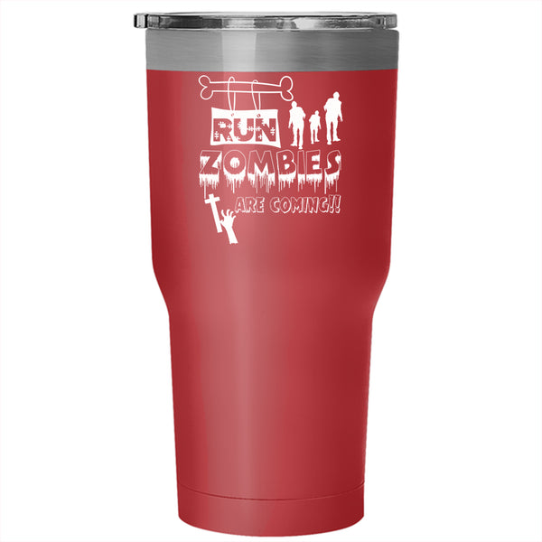 Run Zombies Are Coming Tumbler 30 oz Stainless Steel, Halloween Ghost Travel Mug