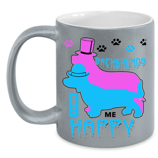 Gift For Dog Lover Coffee Mug, Dachshunds Make Me Happy Accent Mug