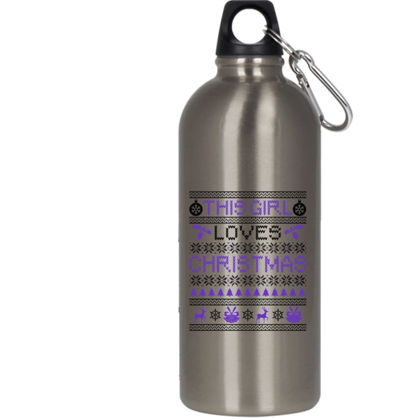 This Girl Loves Christmas 20 oz Stainless Steel Bottle,Beautiful Girls Outdoor Sports Water Bottle
