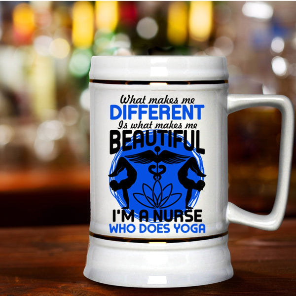 I'm A Nurse Who Does Yoga Beer Stein 22oz, What Makes Me Different Beer Mug