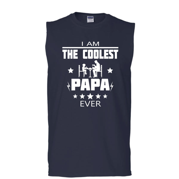 I Am The Coolest Papa Ever Shirt, Father's Day Shirt (Men's Cotton Sleeveless)