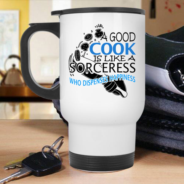I Love Cooking Travel Mug, A Good Cook Is Like A Sorceress Mug