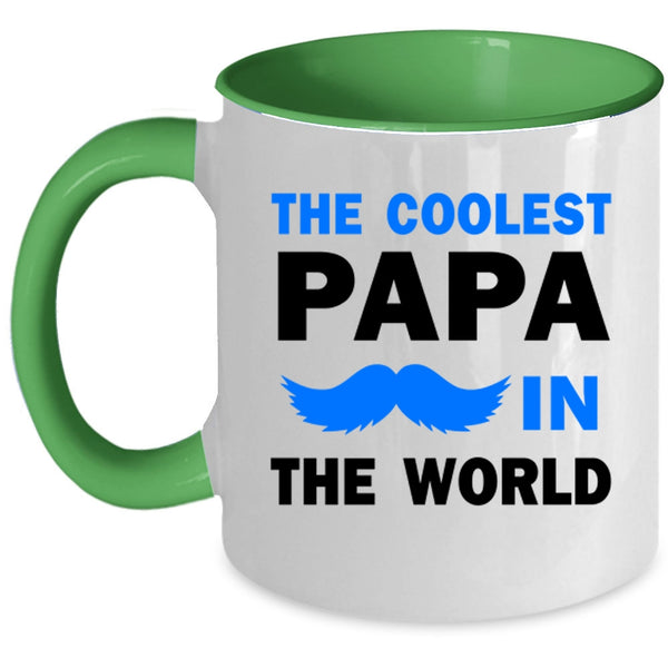 Cool Papa Coffee Mug, The Coolest Papa In The World Accent Mug