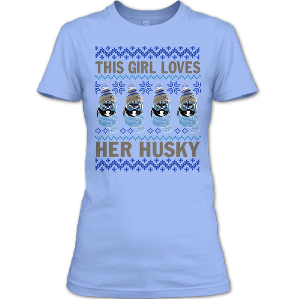 This Girl Loves Her Husky T Shirt, Husky Merry Christmas T Shirt