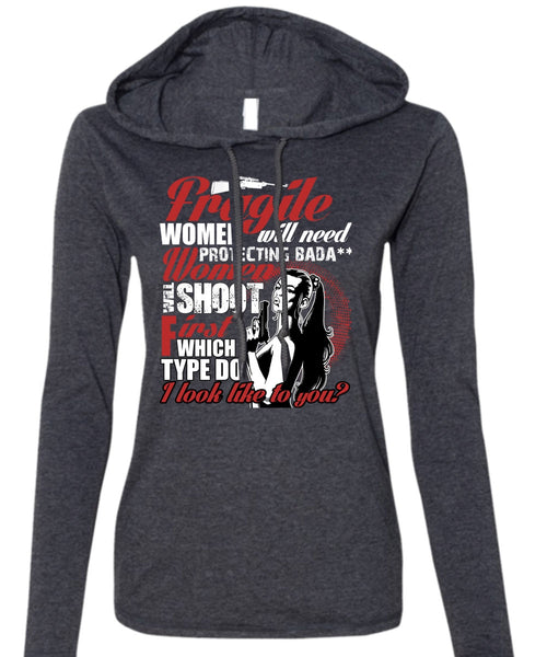 Women Will Shoot T Shirt, Being A Gunner T Shirt (Anvil Ladies Ringspun Hooded)