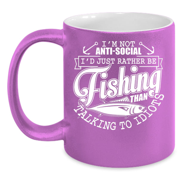 I'd Just Rather Be Fishing Coffee Mug, Cool Fishing Coffee Cup
