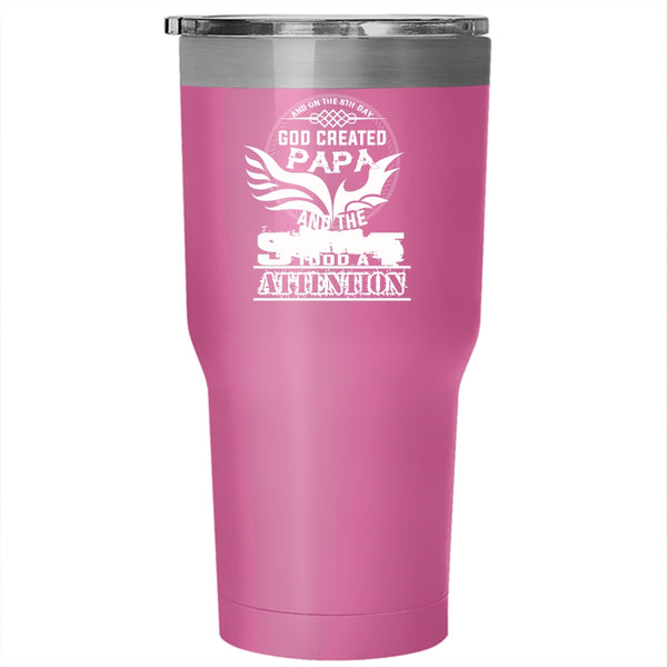 On The 8th Day God Created Papa Tumbler 30 oz Stainless Steel, Best Dad Ever Travel Mug