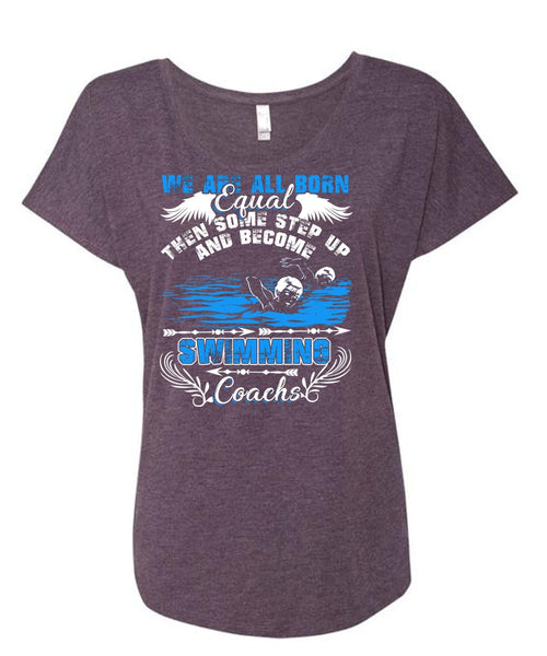 Become Swimming Coach T Shirt, I Love Swimming T Shirt, Cool Shirt (Ladies' Triblend Dolman Sleeve)