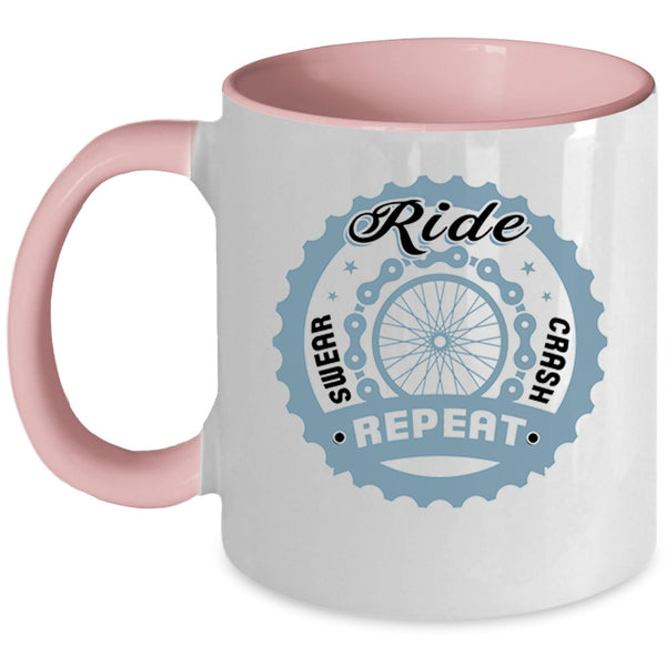 Outdoor Coffee Mug, Ride Swear Crash Repeat Accent Mug