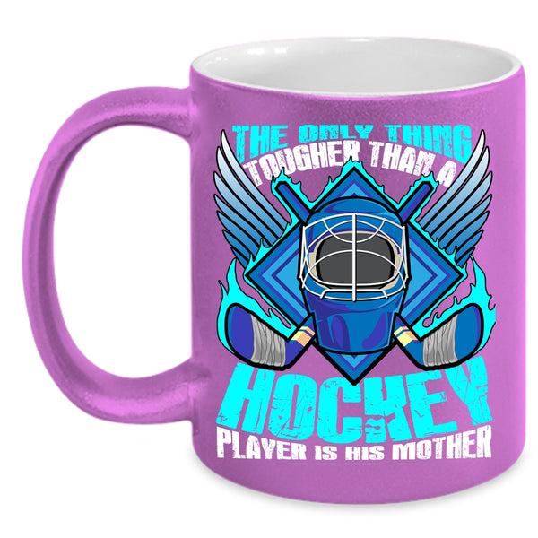 Hockey Player Is His Mother Coffee Mug, Mom And Son Coffee Cup
