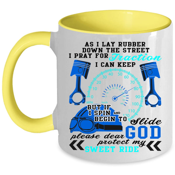 Funny Gift For Trucker Coffee Mug, I Pray For Traction Accent Mug