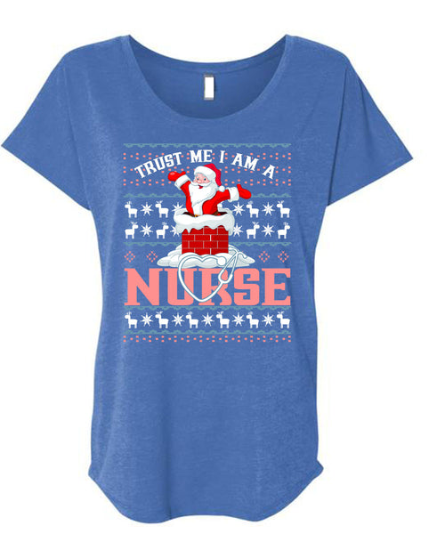 Trust Me I Am A Nurse T Shirt, This Girl Loves Christmas T Shirt, Cool Shirt (Ladies' Triblend Dolman Sleeve)
