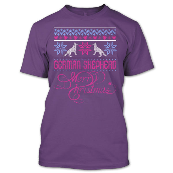 German Shepherd T Shirt, Merry Christmas T Shirt