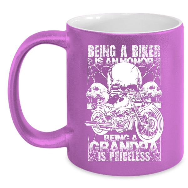 Being A Biker Is An Honor Coffee Mug, Being A Grandpa Is Priceless Coffee Cup