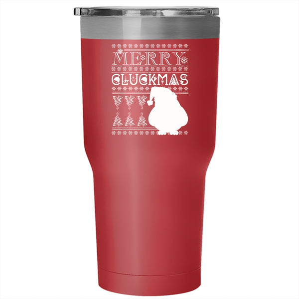 Merry Cluckmas Tumbler 30 oz Stainless Steel, Cute Christmas Gift For Farmer Travel Mug