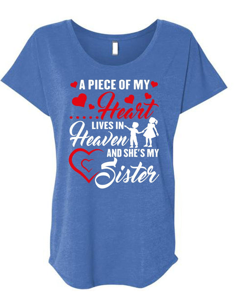 She's My Sister T Shirt, Lives In Heaven T Shirt, Cool Shirt (Ladies' Triblend Dolman Sleeve)