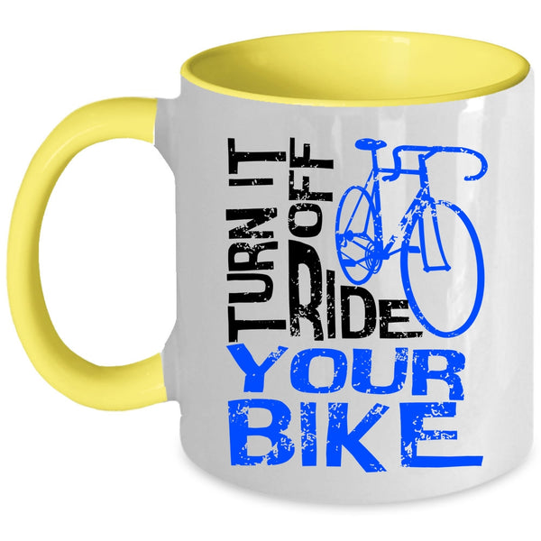 Awesome Bikers Coffee Mug, Turn Off Ride Your Bike Accent Mug