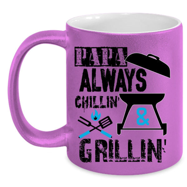 Awesome Papa Coffee Mug, Papa Always Chilling And Grilling Accent Mug