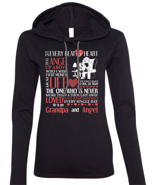 Grandpa And Angel T Shirt, Beat Of My Heart T Shirt (Anvil Ladies Ringspun Hooded)