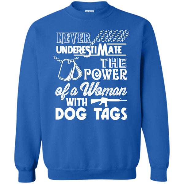 Coolest Veteran Mom T Shirt, The Power Of A Woman With A Dog Tag Sweatshirt