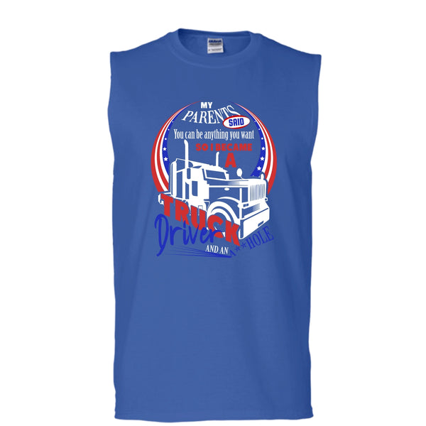 I Became A Truck Driver T Shirt, Gift For Son Tank Top (Men's Cotton Sleeveless)
