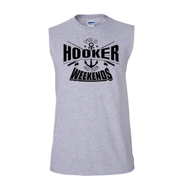 I'm A Hooker On The Weekends T Shirt, I Love Fishing Tank Top (Men's Cotton Sleeveless)