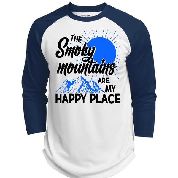 The Smoky Mountains Are My Happy Place T Shirt, I Love Hiking T Shirt, Awesome T-Shirts  (Polyester Game Baseball Jersey)