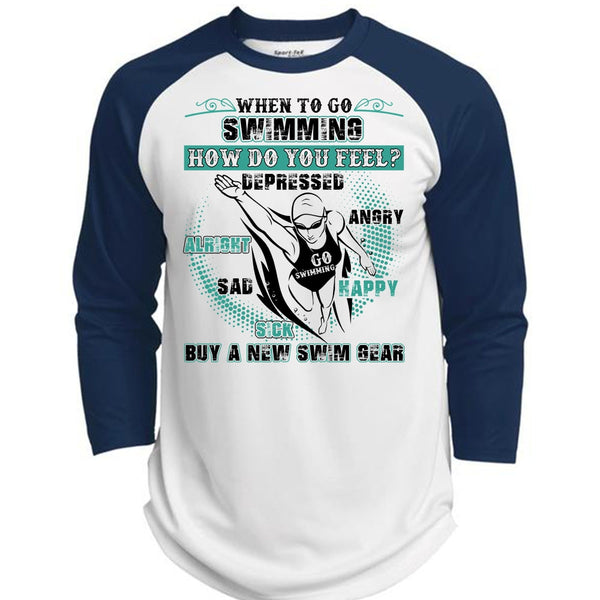 When To Go Swimming T Shirt, I Love Swimming T Shirt, Awesome T-Shirts  (Polyester Game Baseball Jersey)