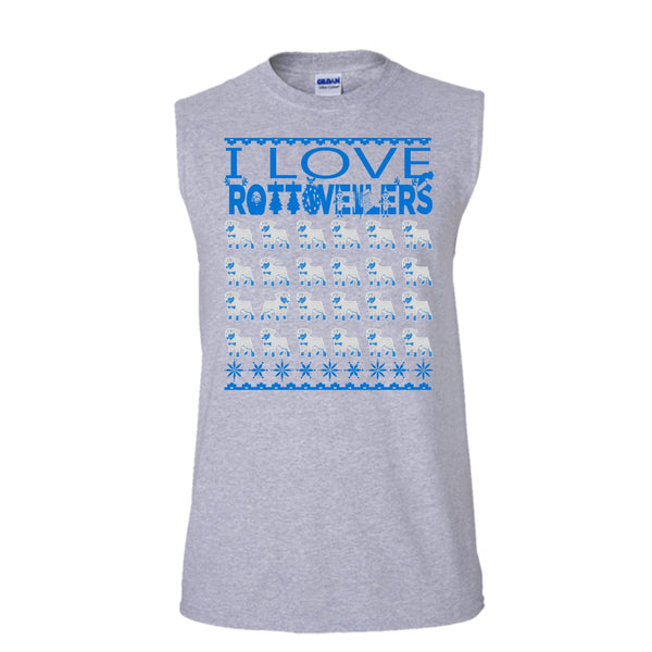I Love Rottwellers T Shirt, Rottwellers Merry Christmas T Shirt, Awesome t-shirts (Men's Cotton Sleeveless)