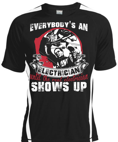 A black t-shirt with the shopify logo