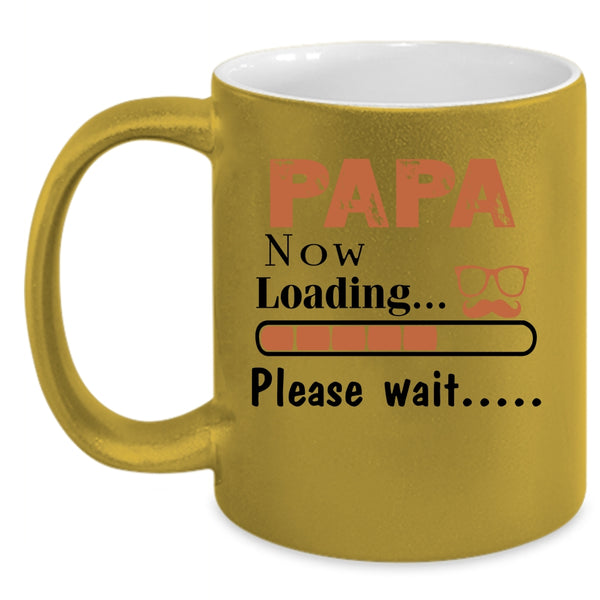 Cute Papa Coffee Mug, Papa Now Loading Please Wait Accent Mug