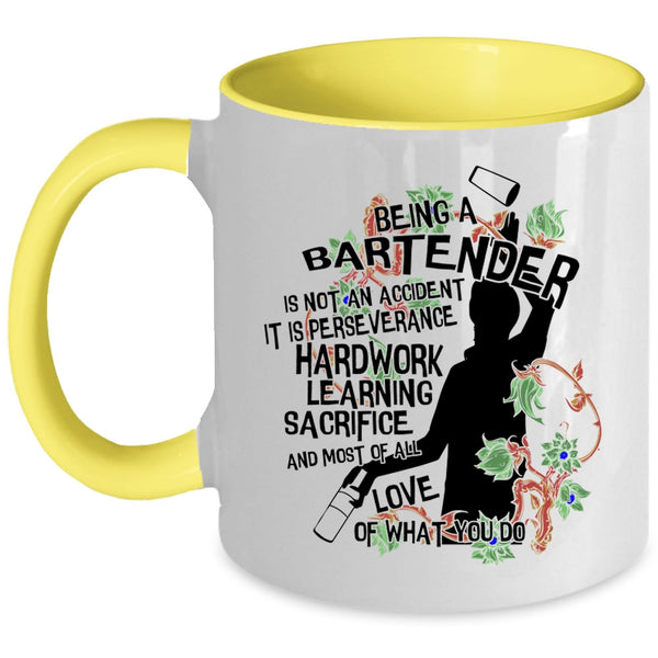 Cute Bartender Coffee Mug, Being A Bartender Is Not An Accident Accent Mug