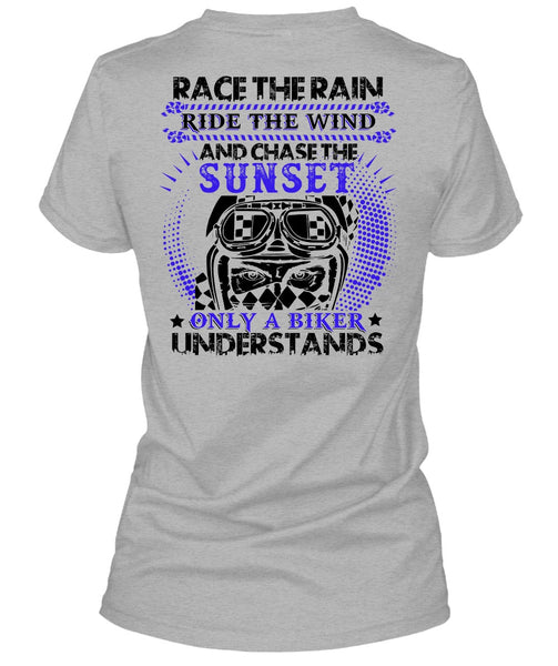 Race The Rain T Shirt, I Love Biker T Shirt