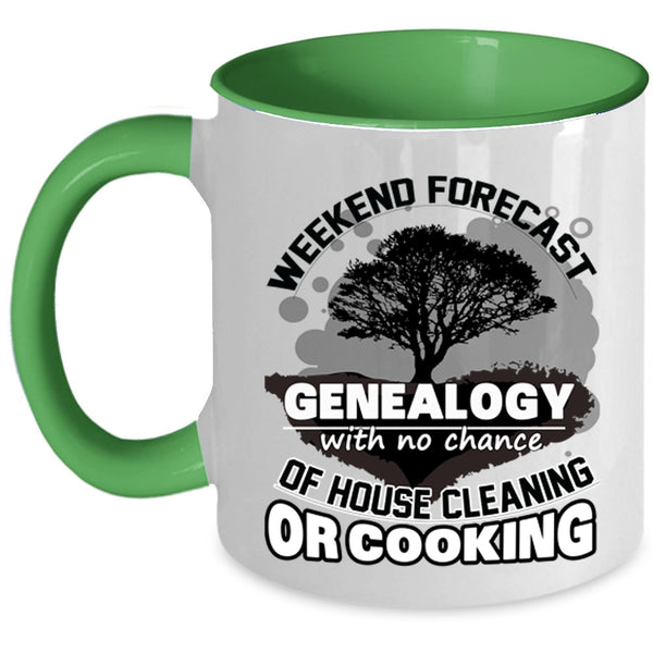 Funny Family Coffee Mug, Weekend Forecast Genealogy Accent Mug