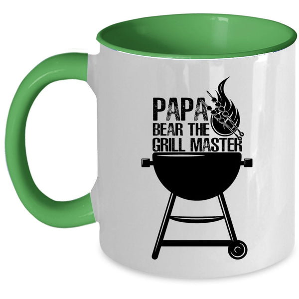 Funny Gift For Papa Coffee Mug, Papa Bear The Grill Master Accent Mug